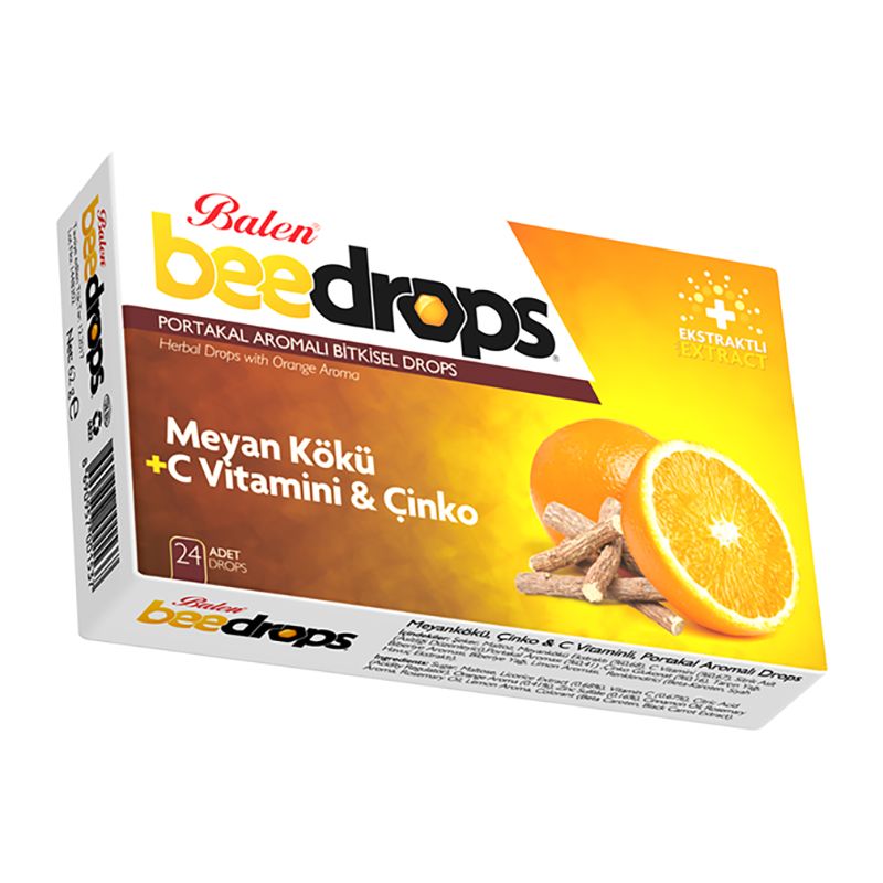 Balen Beedrops Meyan Kökü Çinko C Vit. Portakal Aromalı 24 Adet Drops Pastil