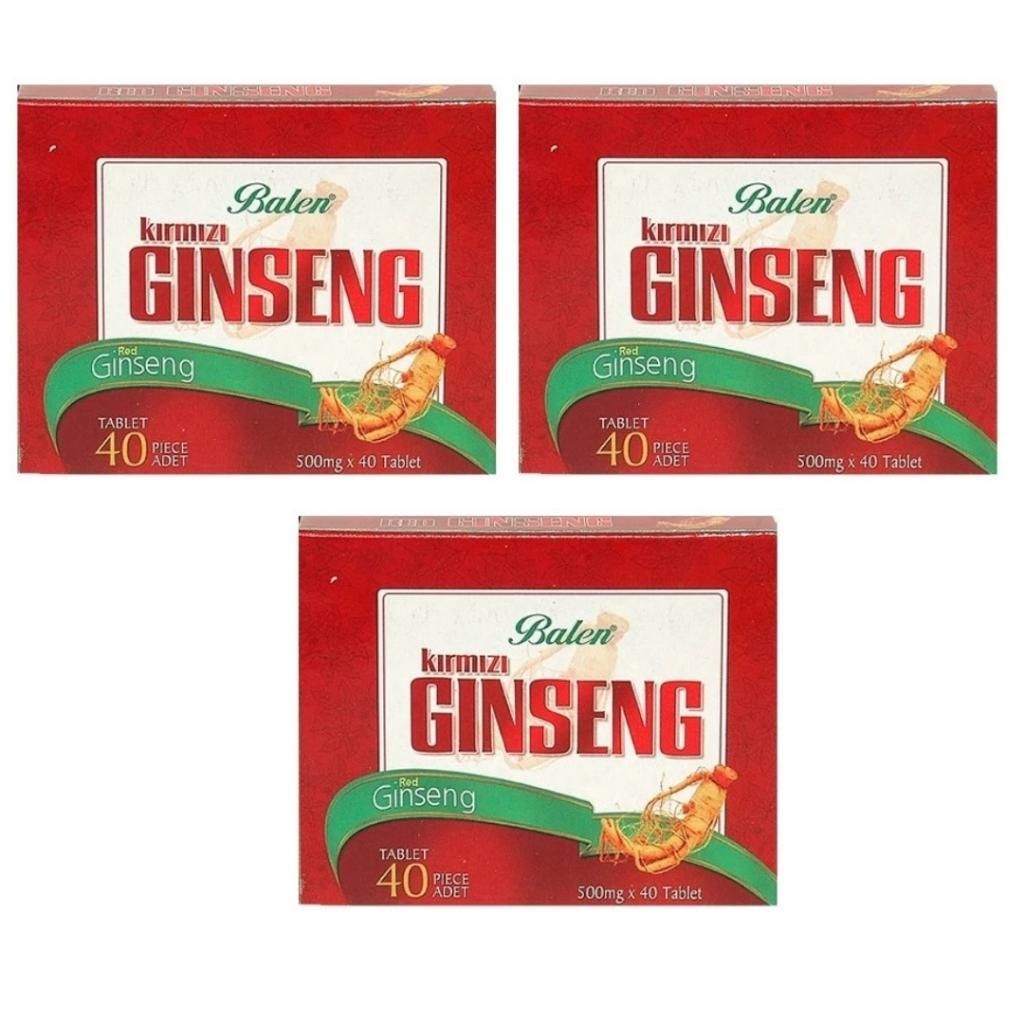 3 Adet - Balen Kırmızı Ginseng Tablet - 40 Tablet X 500 MG