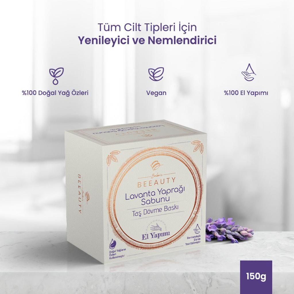 Balen's Beeauty Taş Dövme Baskı Lavanta Yaprağı Sabunu 150 gr
