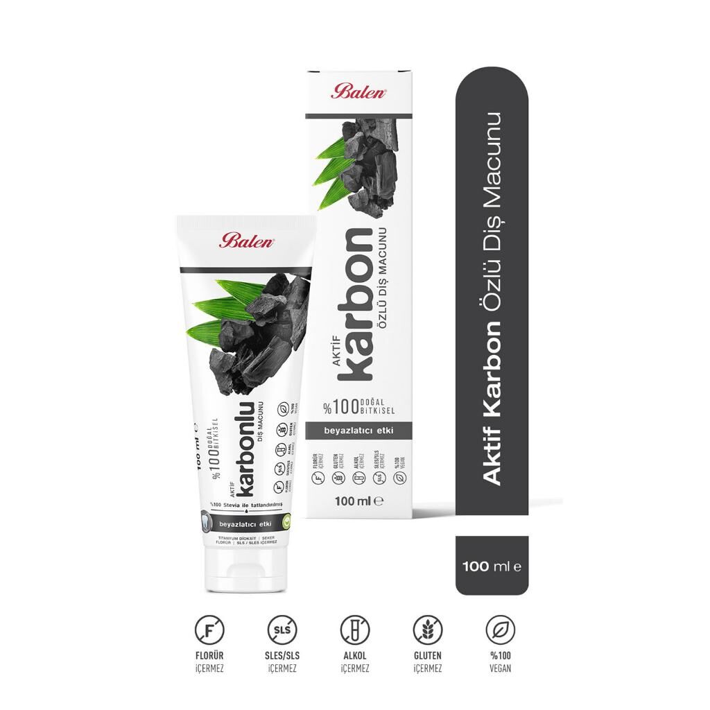Balen Doğal AKtif Karbon Özlü Diş Macunu 100 Ml
